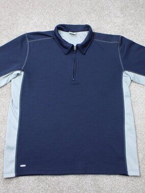 Alo Polo Shirt Mens Medium Blue Cool Fit Performance 1/4 Zip Golf Short Sleeve